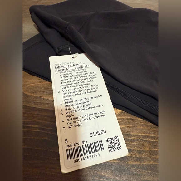 NWT Lululemon Align Asym Mini Flare 32”, Black, Size 8 - Picture 7 of 9